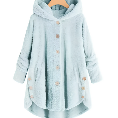 Manteau Femme en Peluche Douce avec Boutons et Poches Latérales – Parfait pour l'Hiver