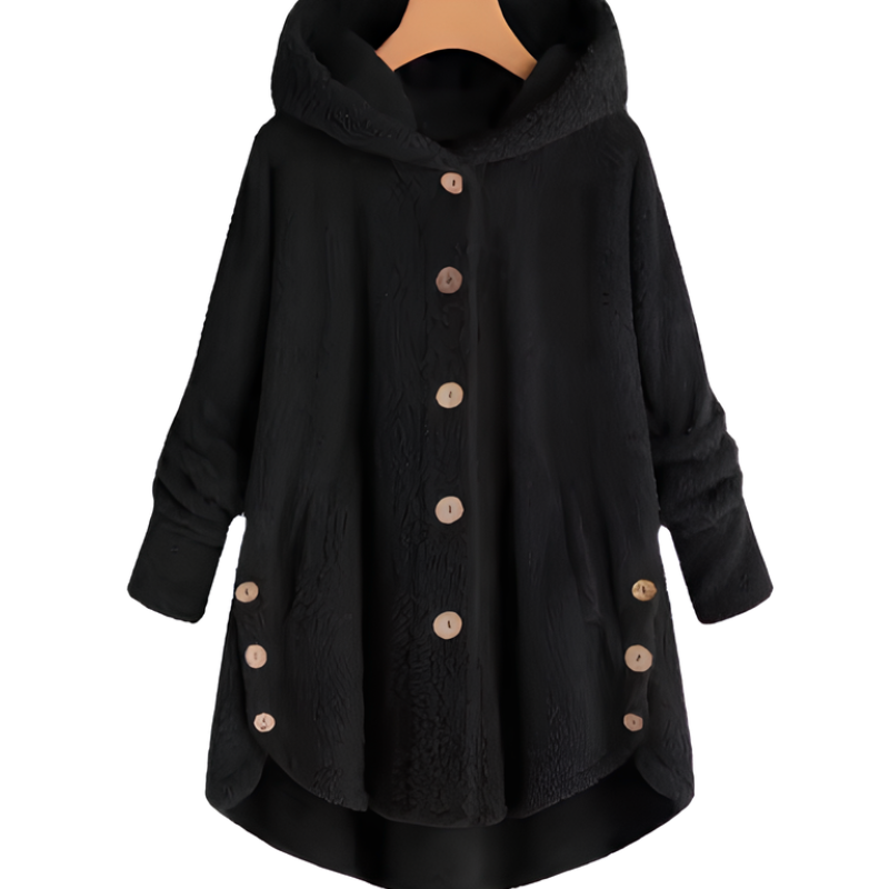 Manteau Femme en Peluche Douce avec Boutons et Poches Latérales – Parfait pour l'Hiver